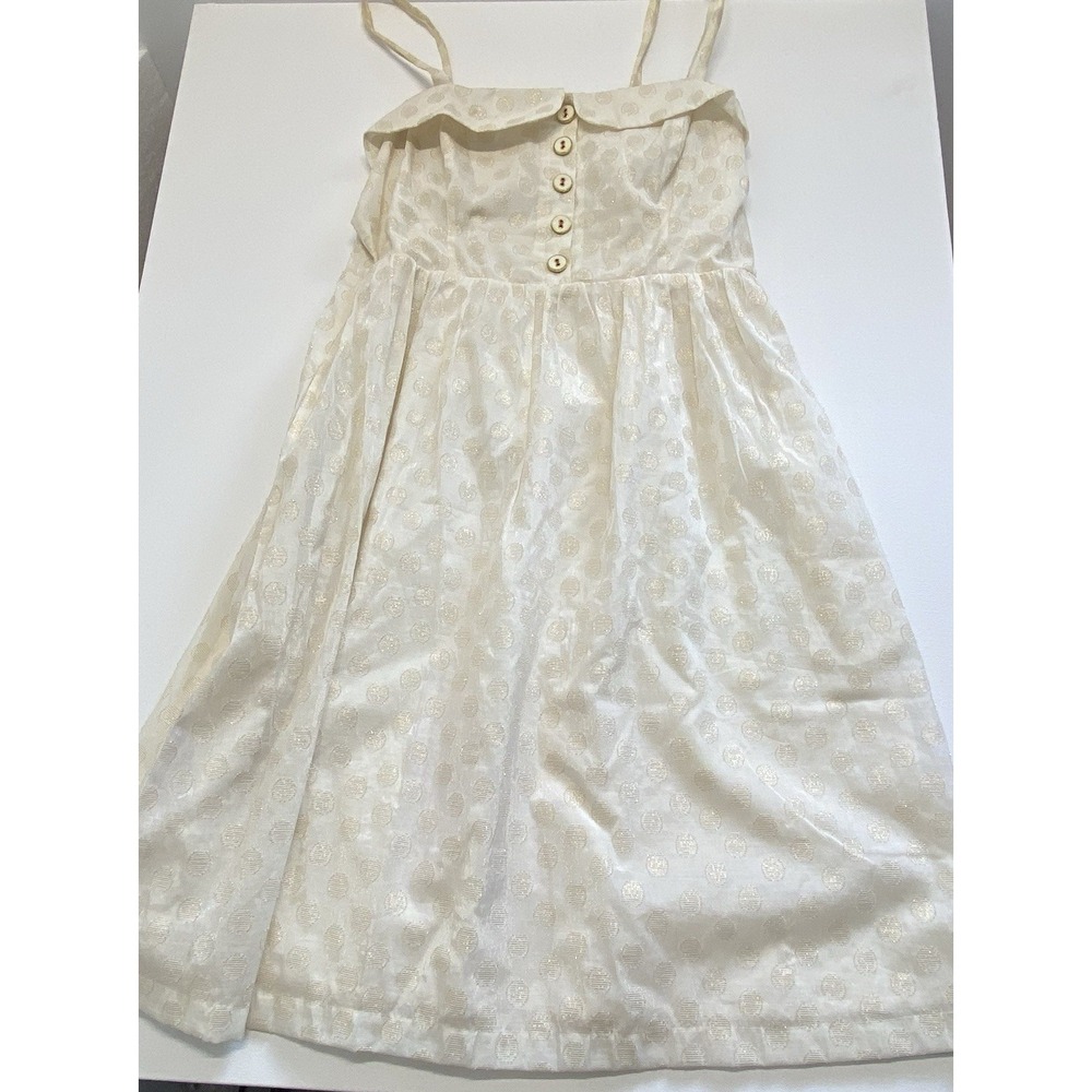 MAEVE Cream with Metallic Gold Polka Dot SUNDRESS SIZE 12